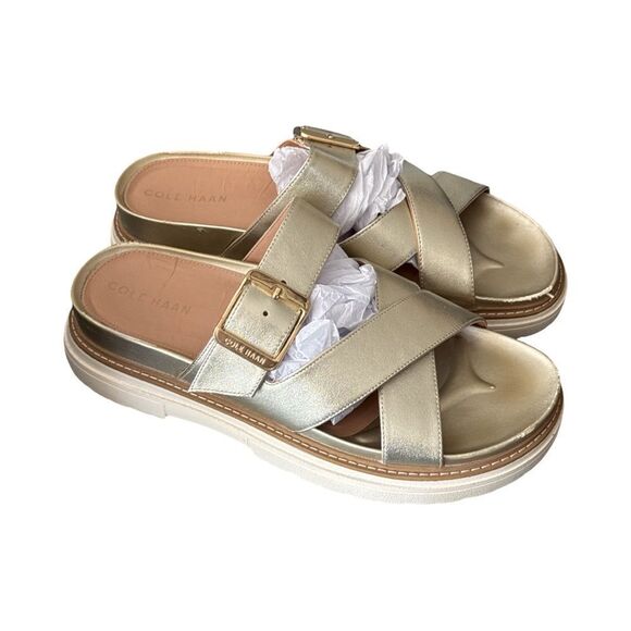 Cole Haan Fraya Slide Soft Gold Leather. 9B - Picture 2 of 12